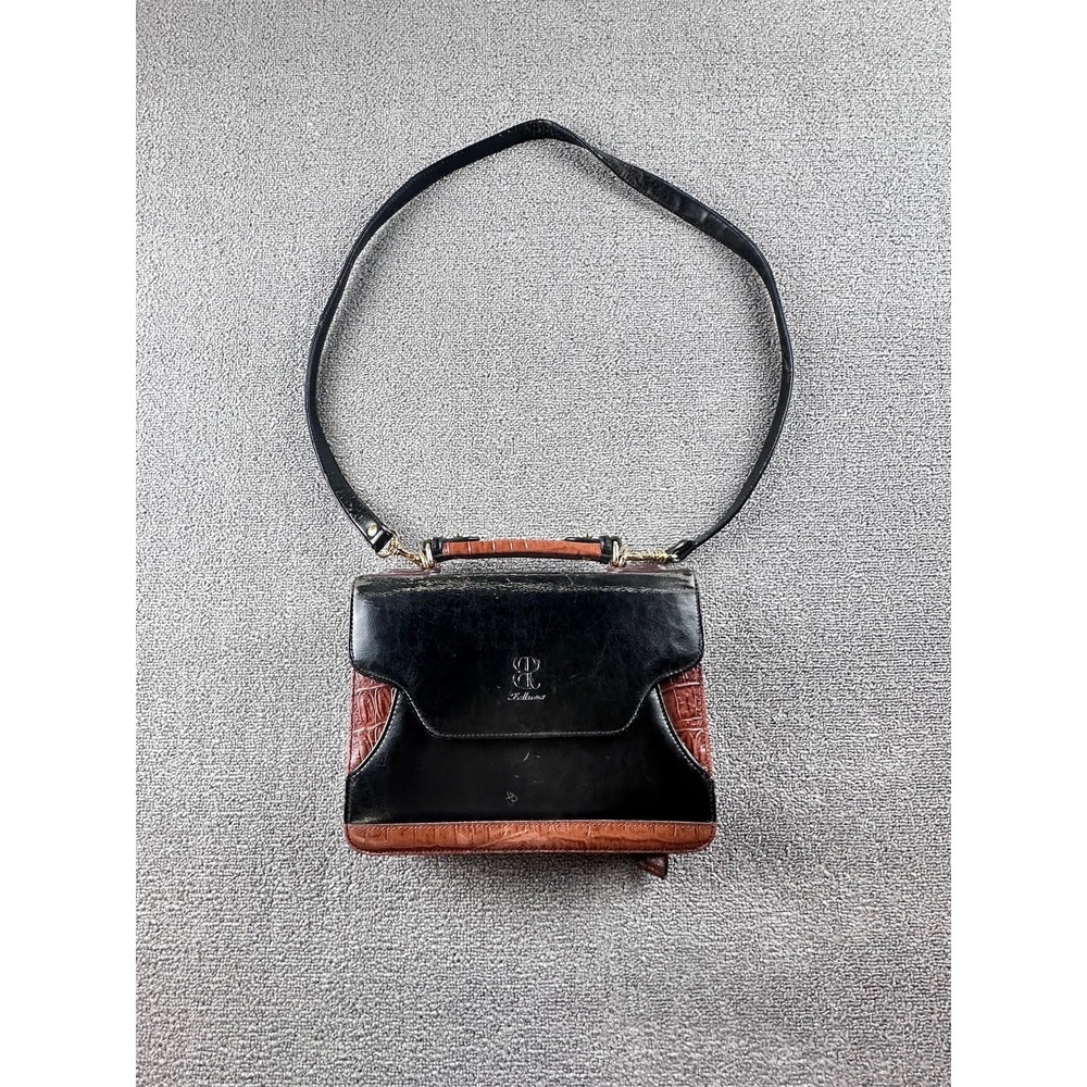 Vintage Bellarosa Satchel Handbag Women Black Brown Top Handle Academic Luxury